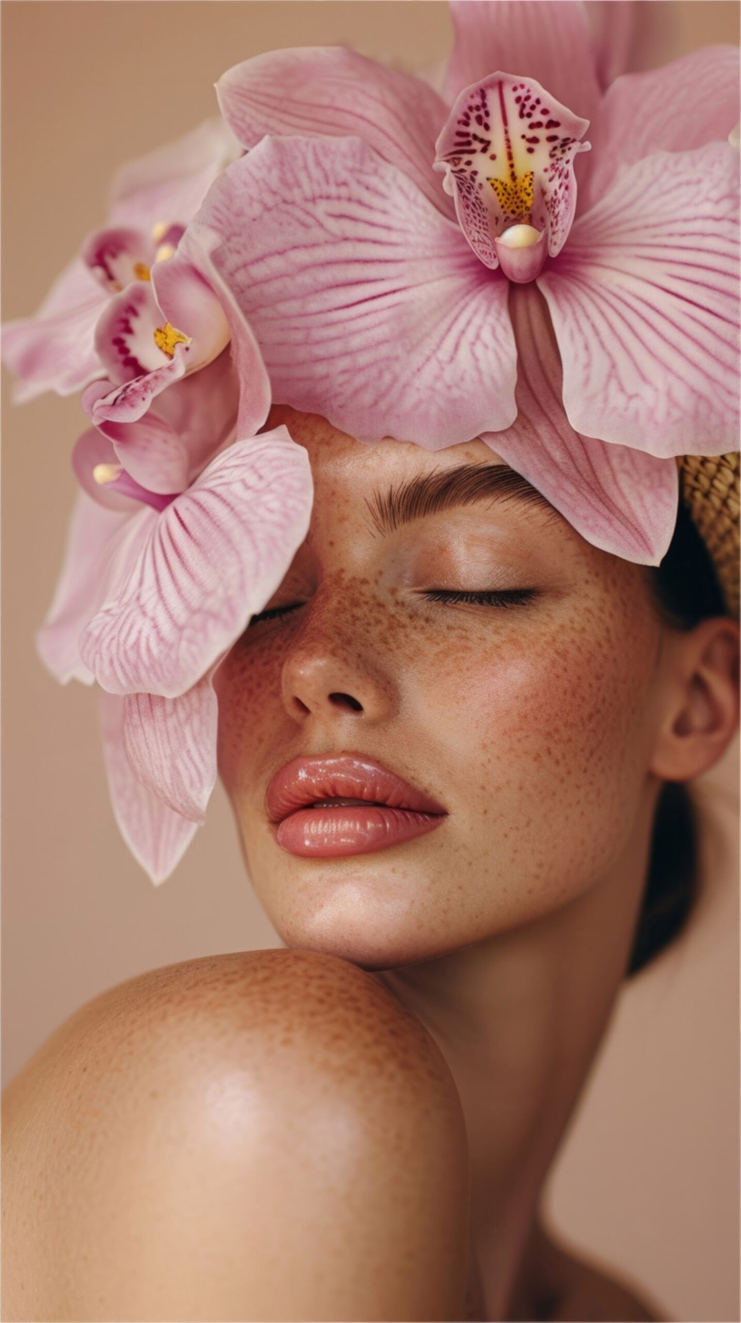 Jorea Clinic — advanced wellness and aesthetic care in Peterborough Woman with pink orchids representing the natural, non-invasive aesthetic and wellness care at Jorea Clinic Peterborough